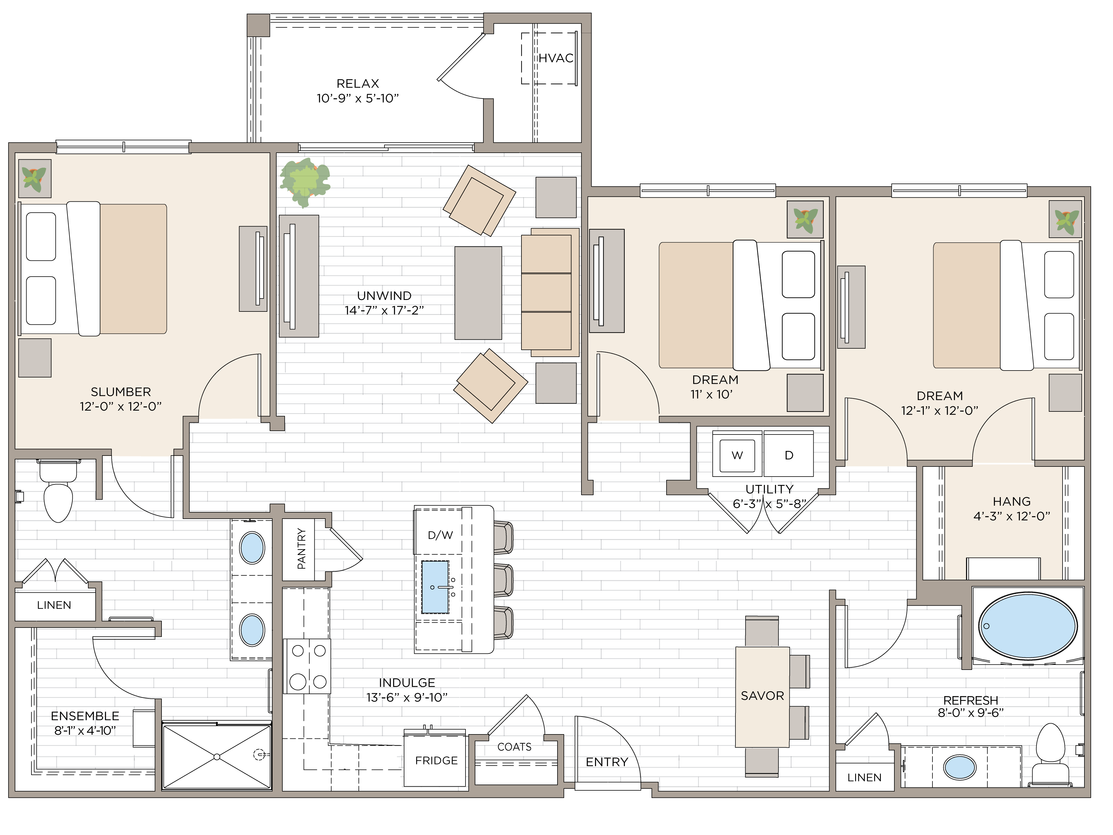 2 Bed/2 Bath Den-C2A floor plan