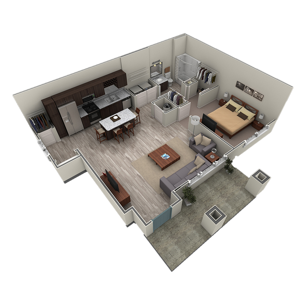 1 BR Grand Courtyard floor plan