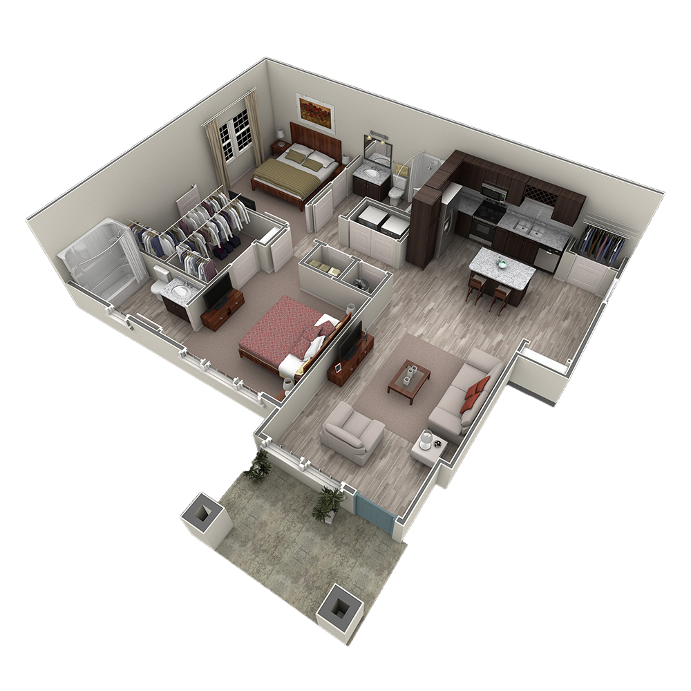 2 BR Designer Courtyard floor plan
