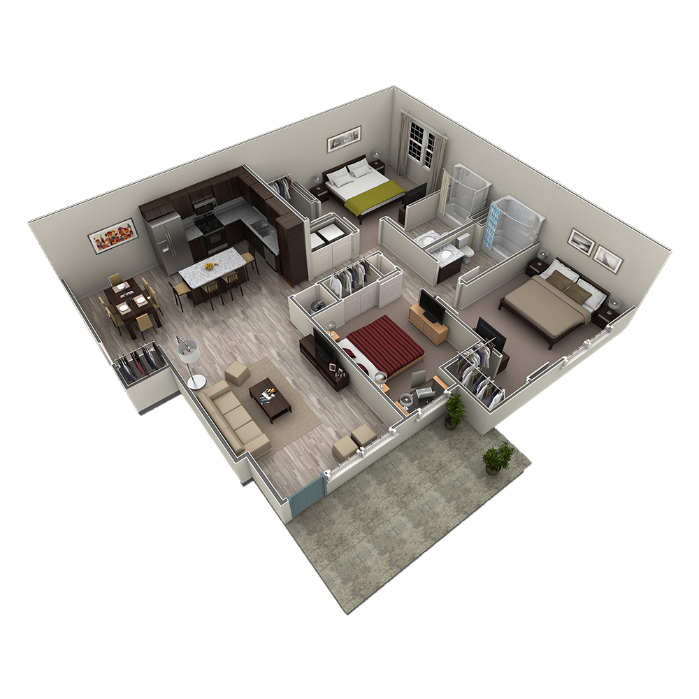 3 BR Grand Courtyard floor plan