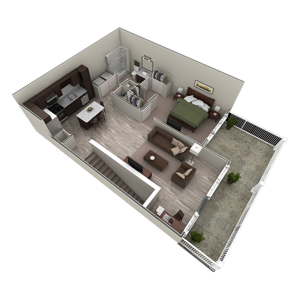 1 BR Designer Overlook floor plan