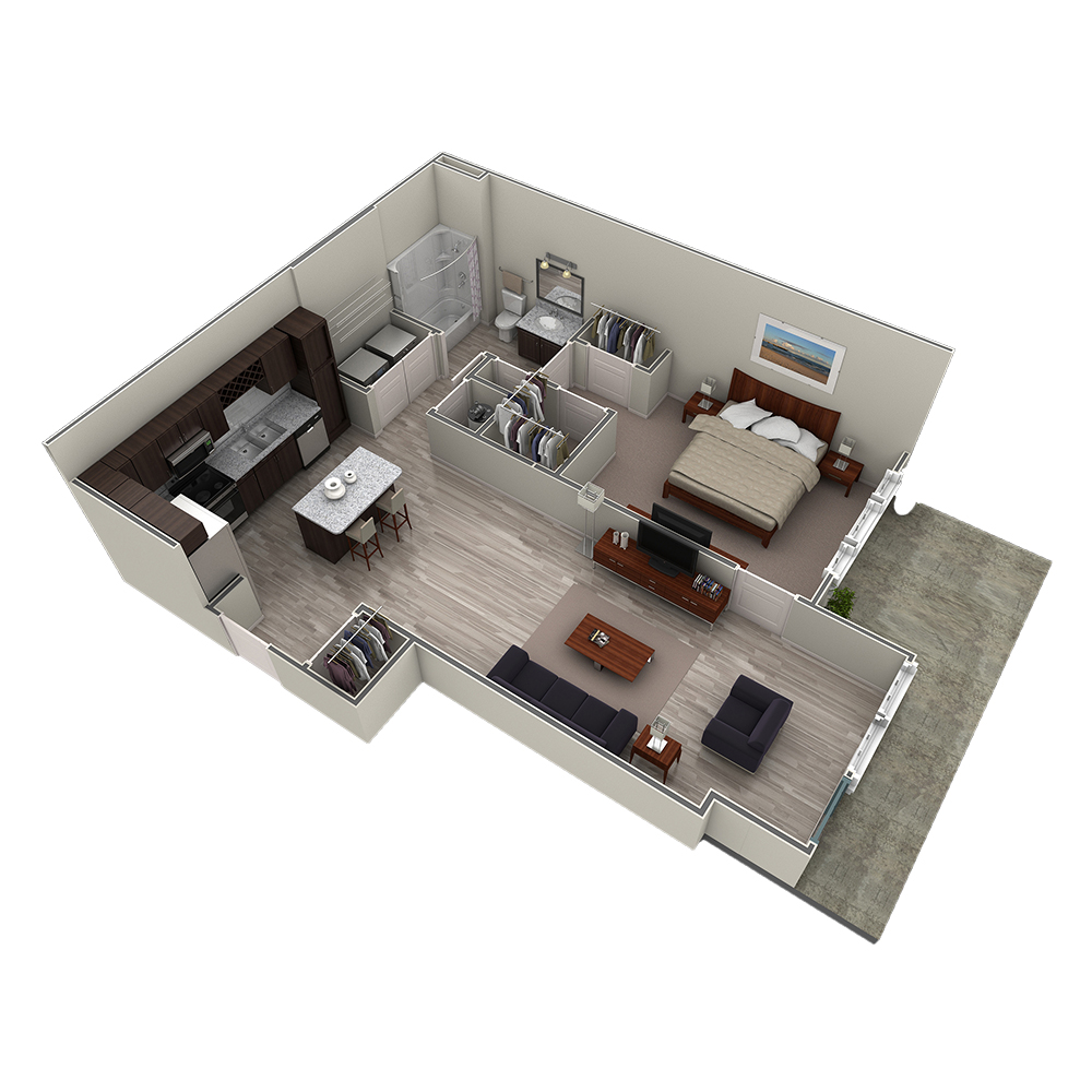 1 BR Designer Courtyard floor plan