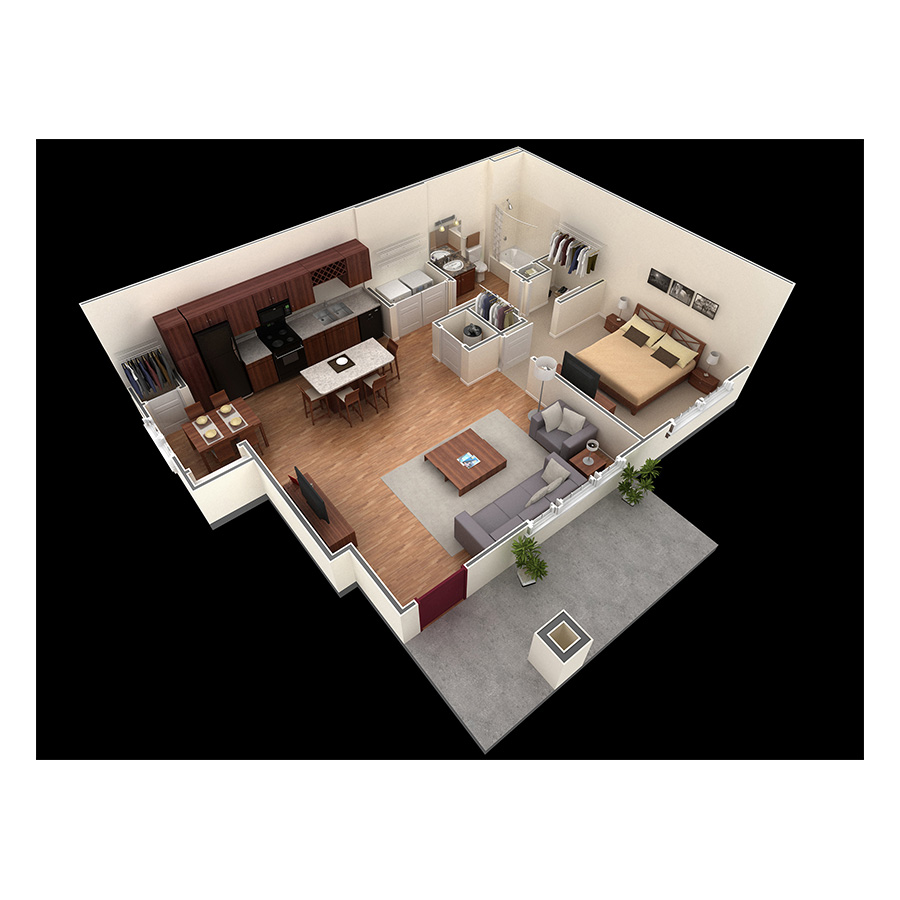 1 BR Grand Courtyard floor plan