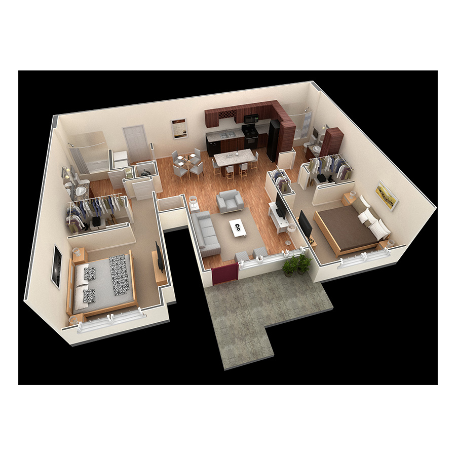 2 BR Grand Courtyard Garage floor plan