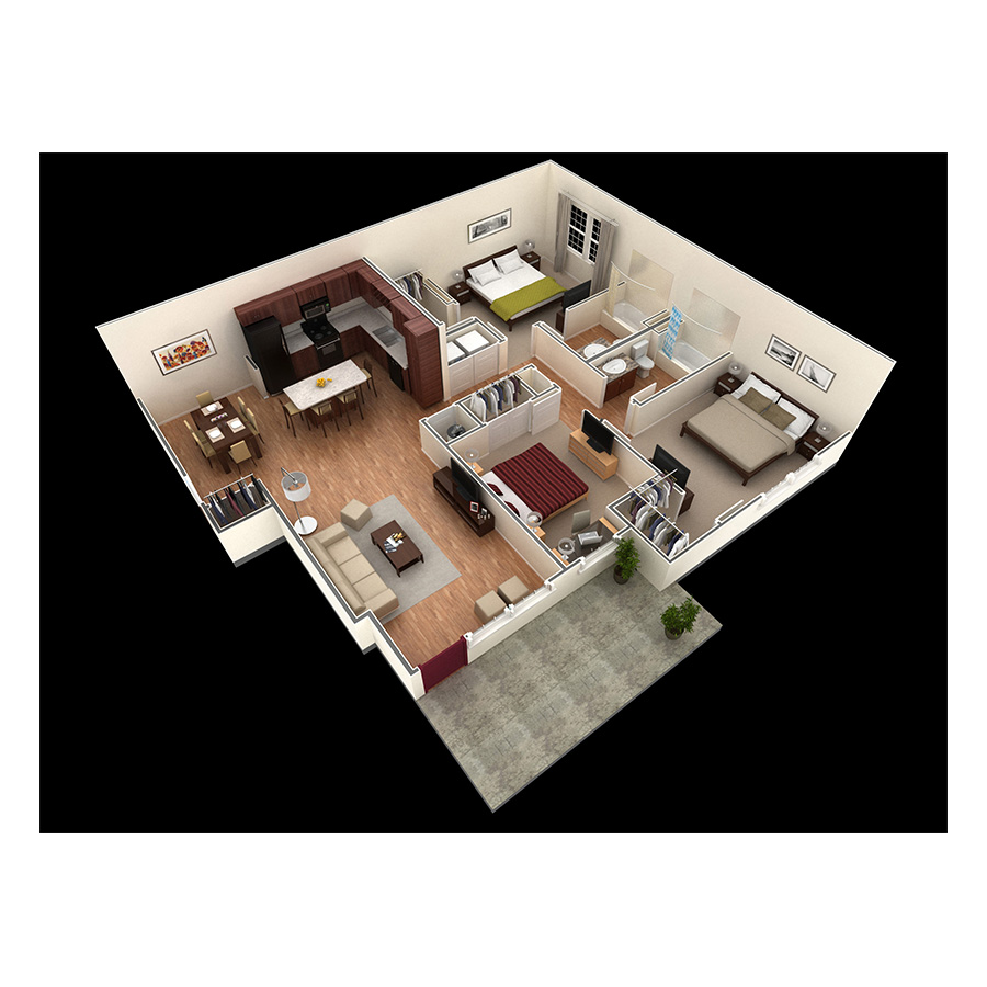 3 BR Grand Courtyard Garage floor plan