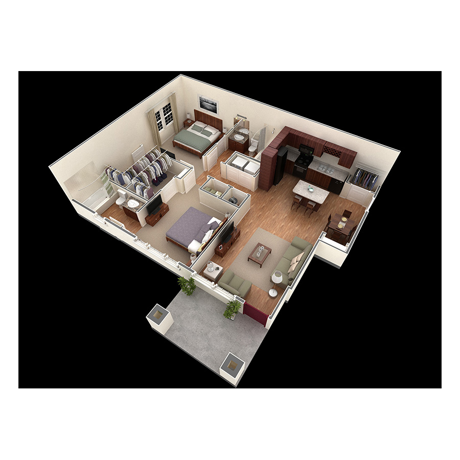 2 BR Designer Courtyard Garage floor plan