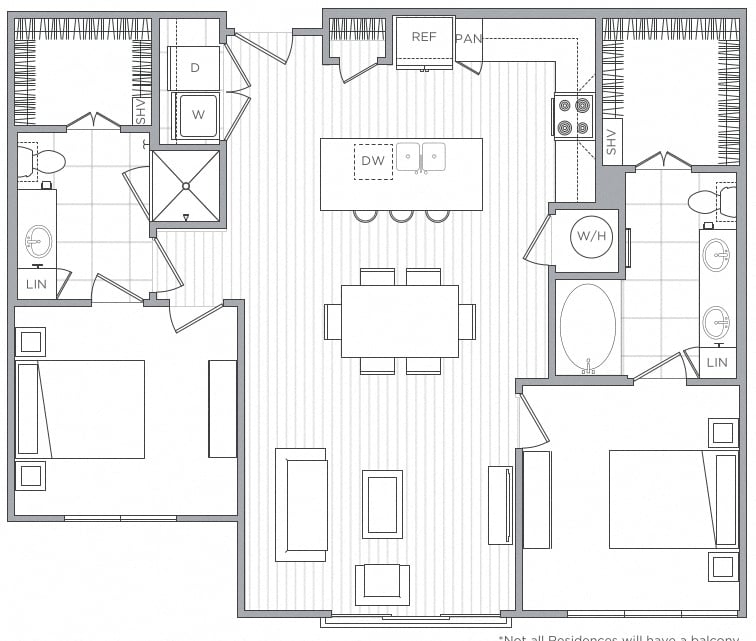 2 Bed/2 Bath-B2 floor plan