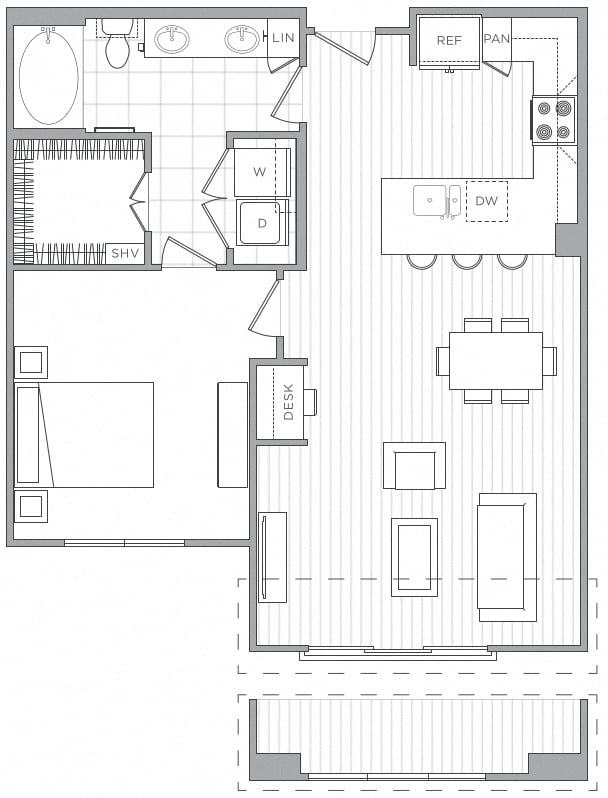 1 Bed/1 Bath-A6 floor plan