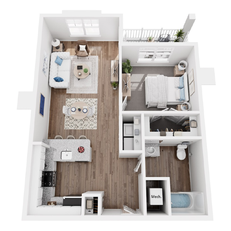 A2 - 1 bedroom floor plan