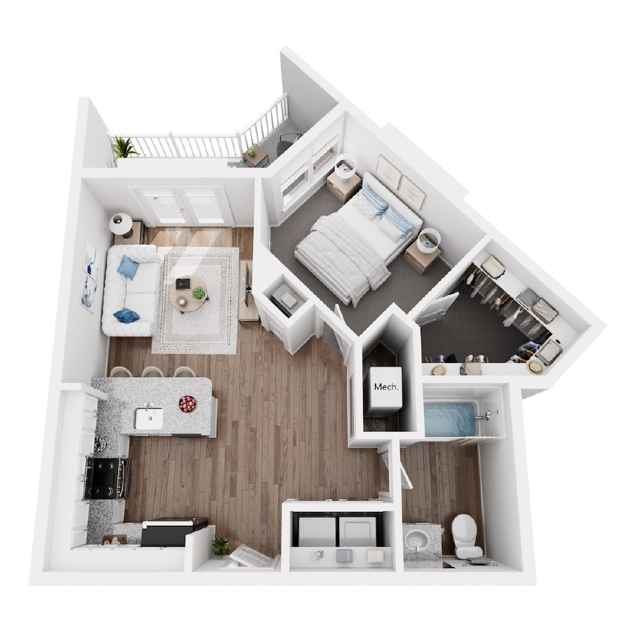 A1A -1 bedroom floor plan