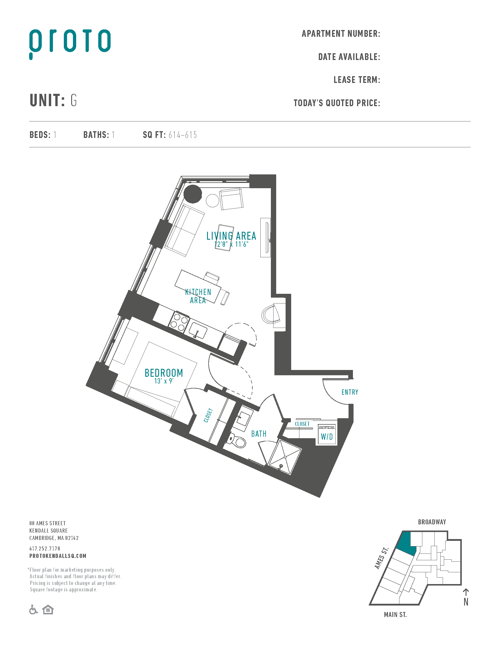 1 Bed/1 Bath-G floor plan