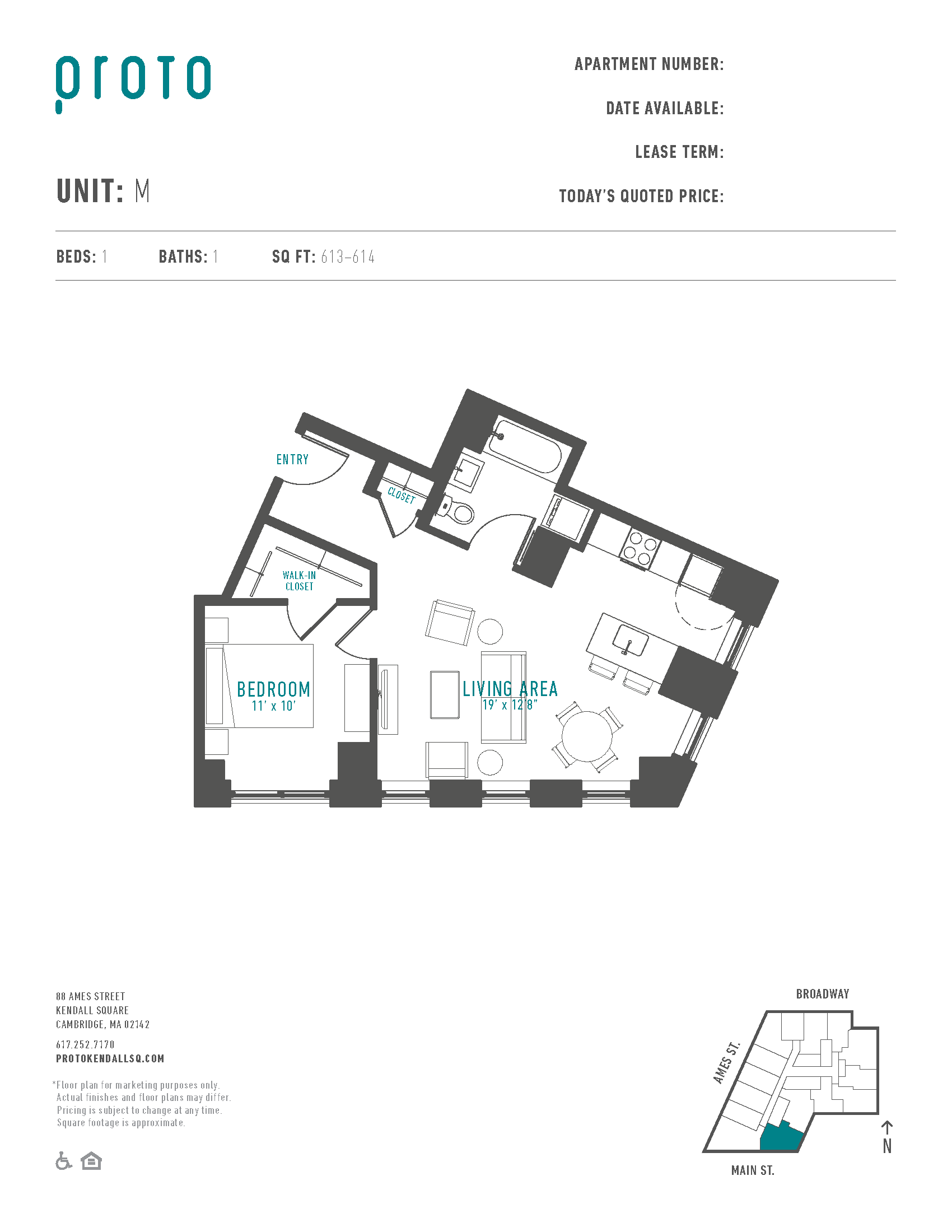 1 Bed/1 Bath-M floor plan