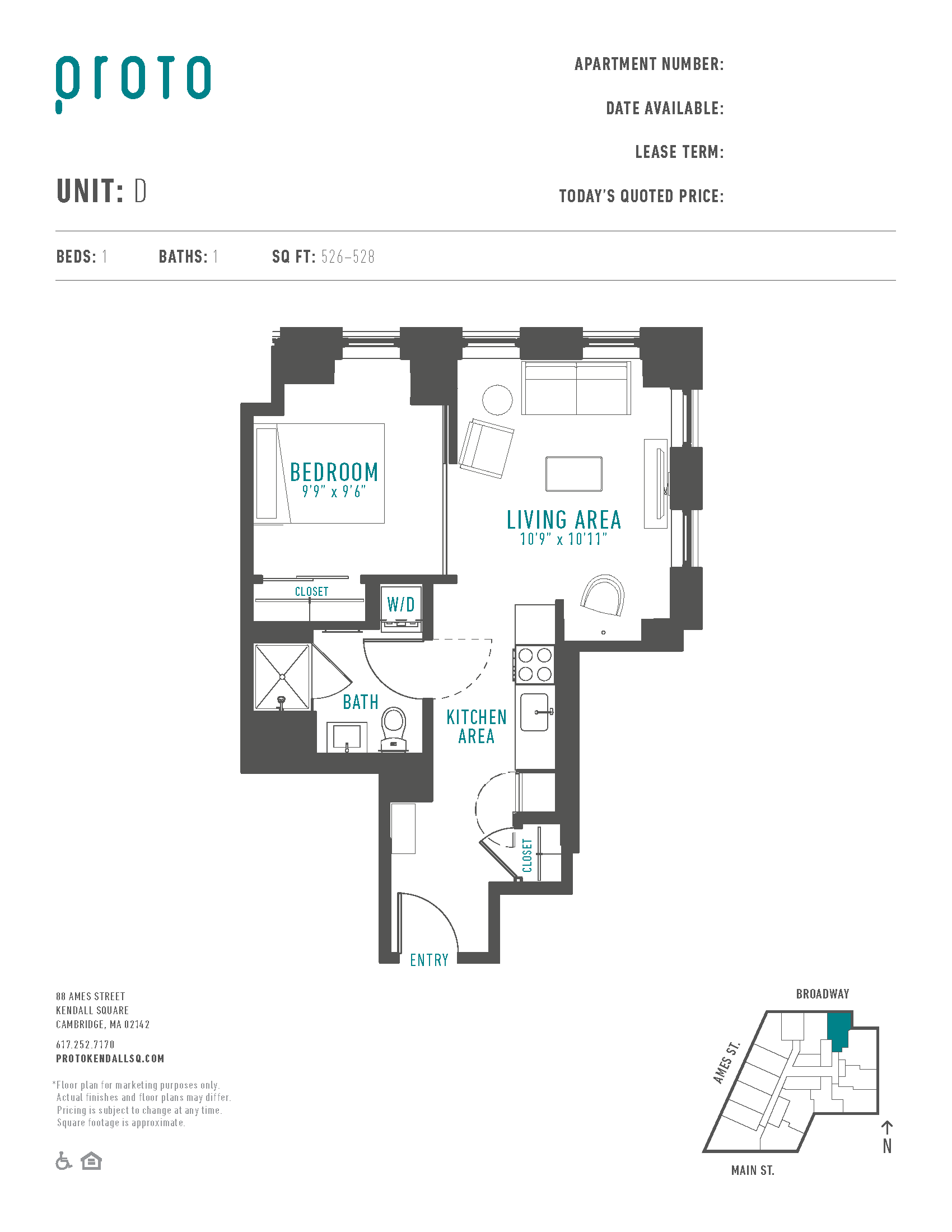 1 Bed/1 Bath-D floor plan