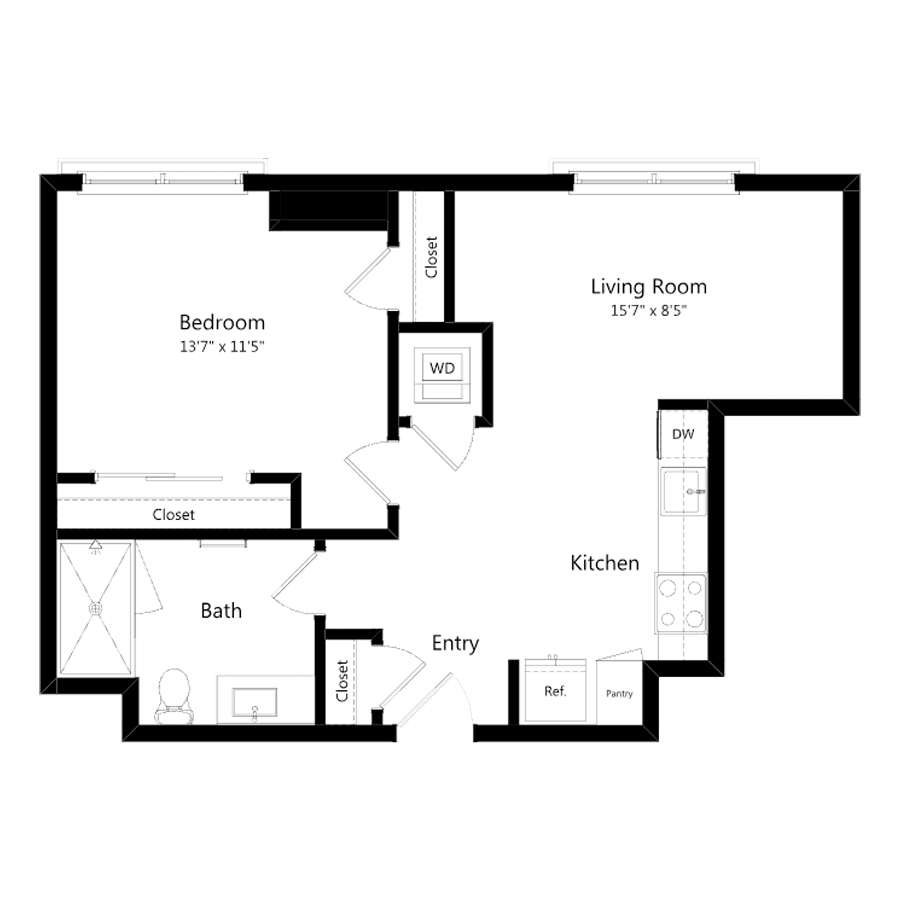 1N1 floor plan