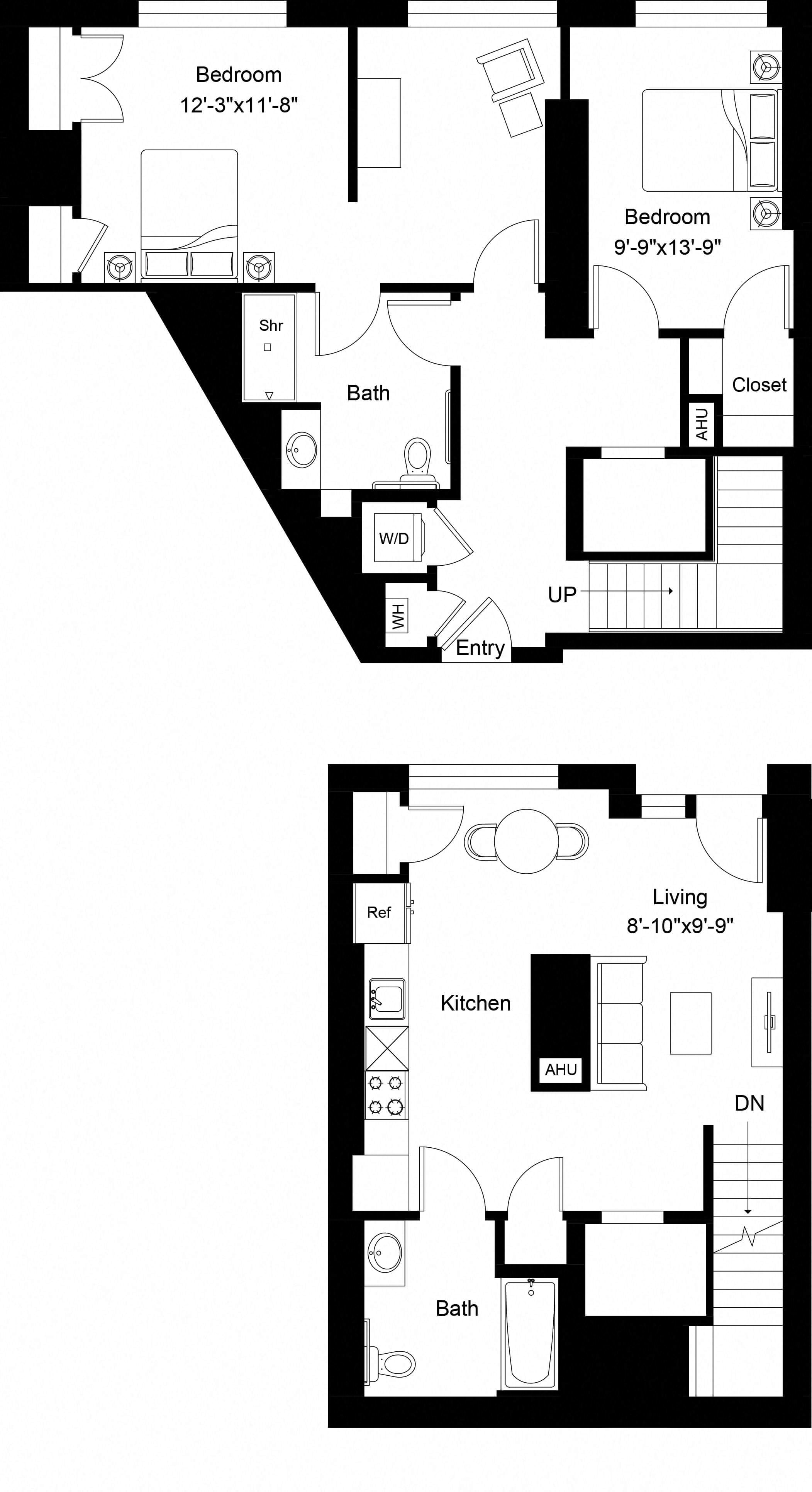 2 Bed/2 Bath Den-B4D floor plan