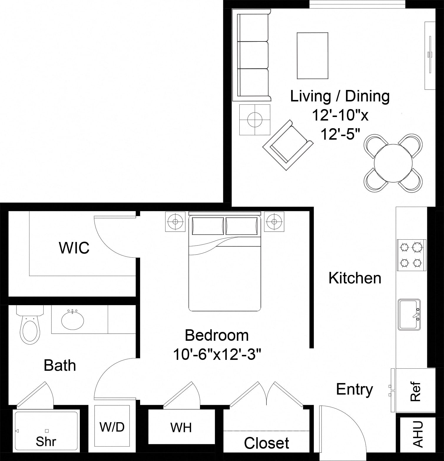 1 Bed/1 Bath Jr-S5 floor plan