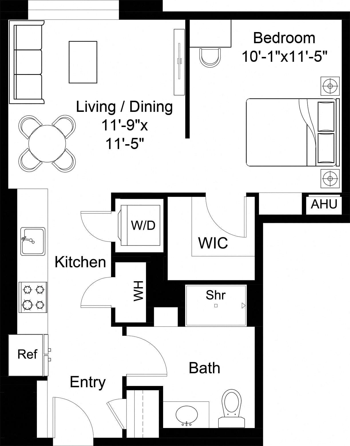 1 Bed/1 Bath Jr-S7 floor plan