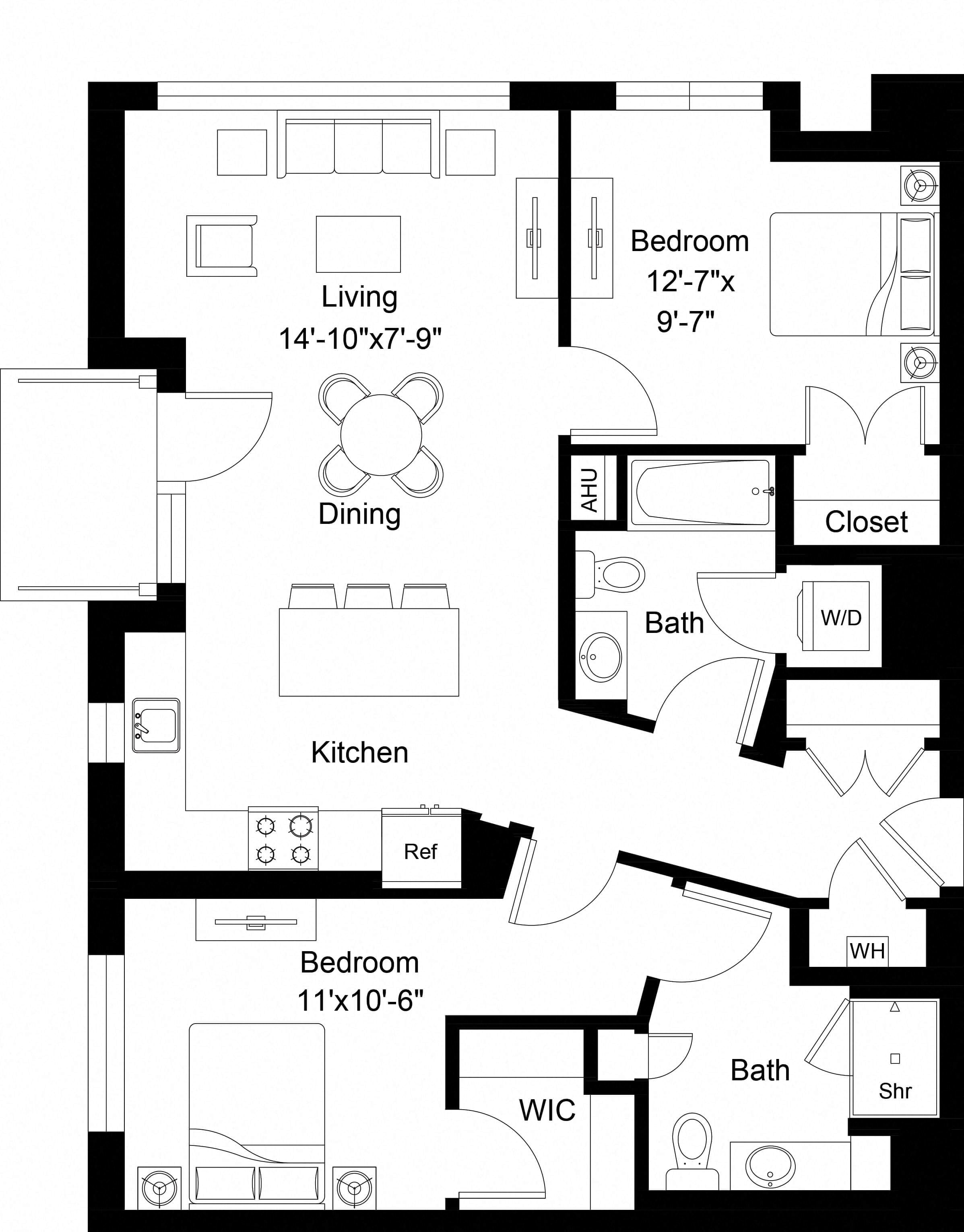 2 Bed/2 Bath-B10 floor plan