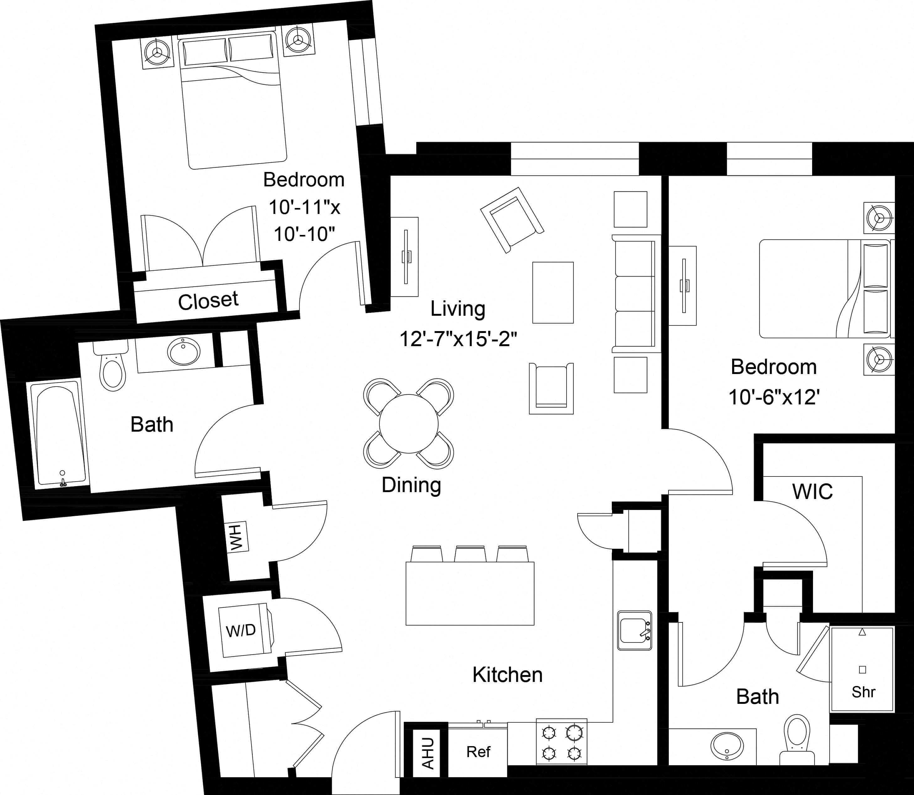 2 Bed/2 Bath-B11 floor plan