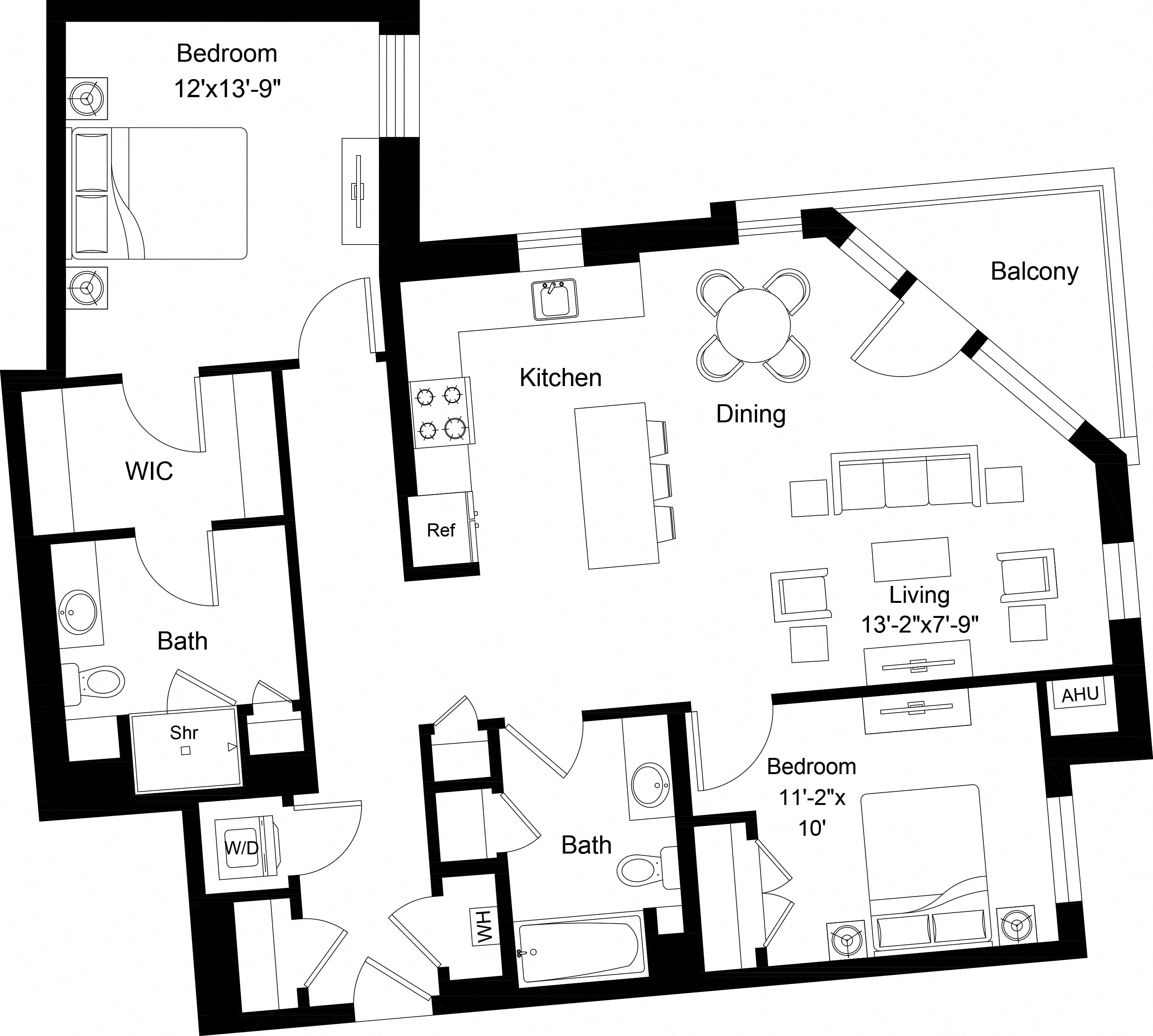 2 Bed/2 Bath-B15 floor plan