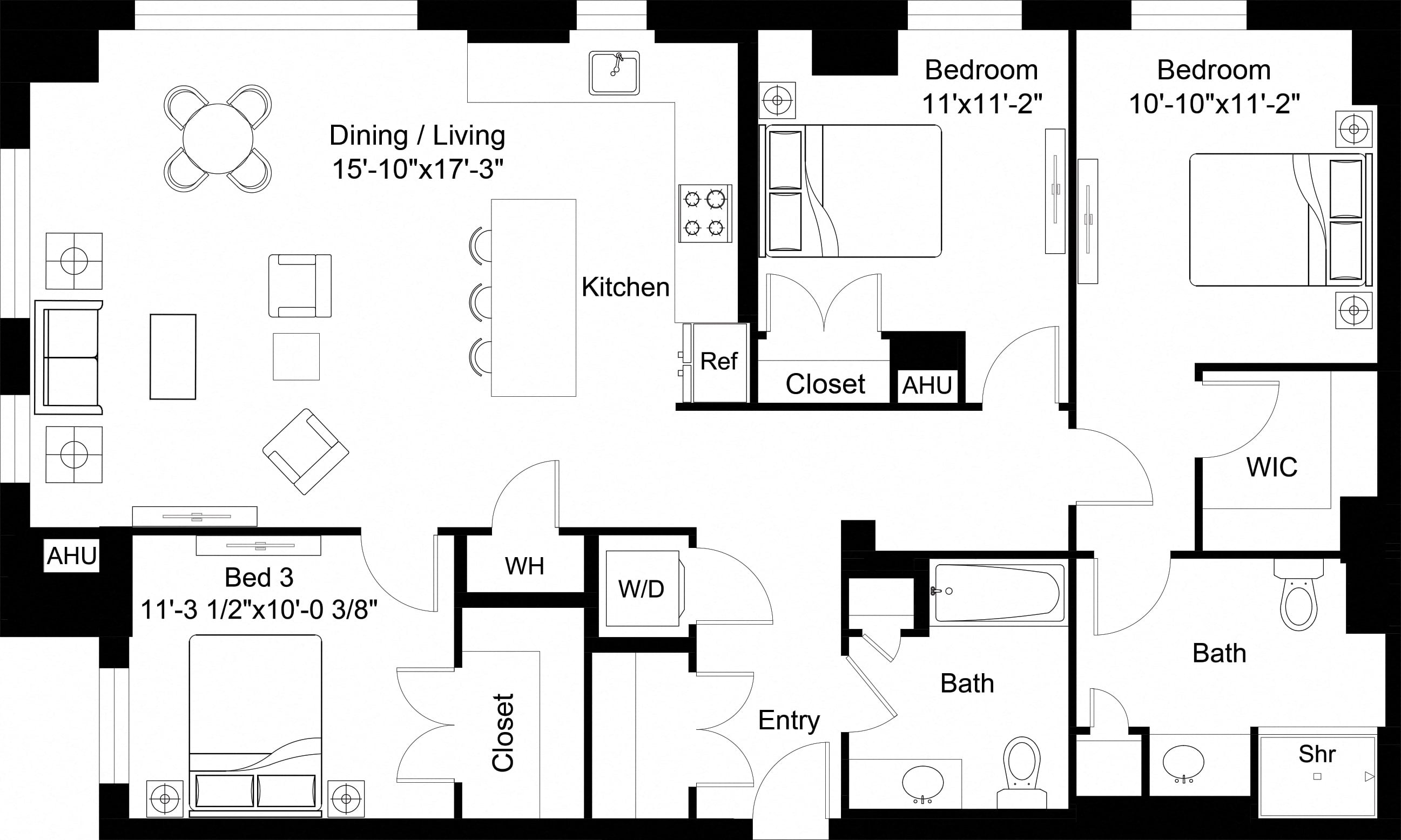 3 Bed/2 Bath-C6 floor plan