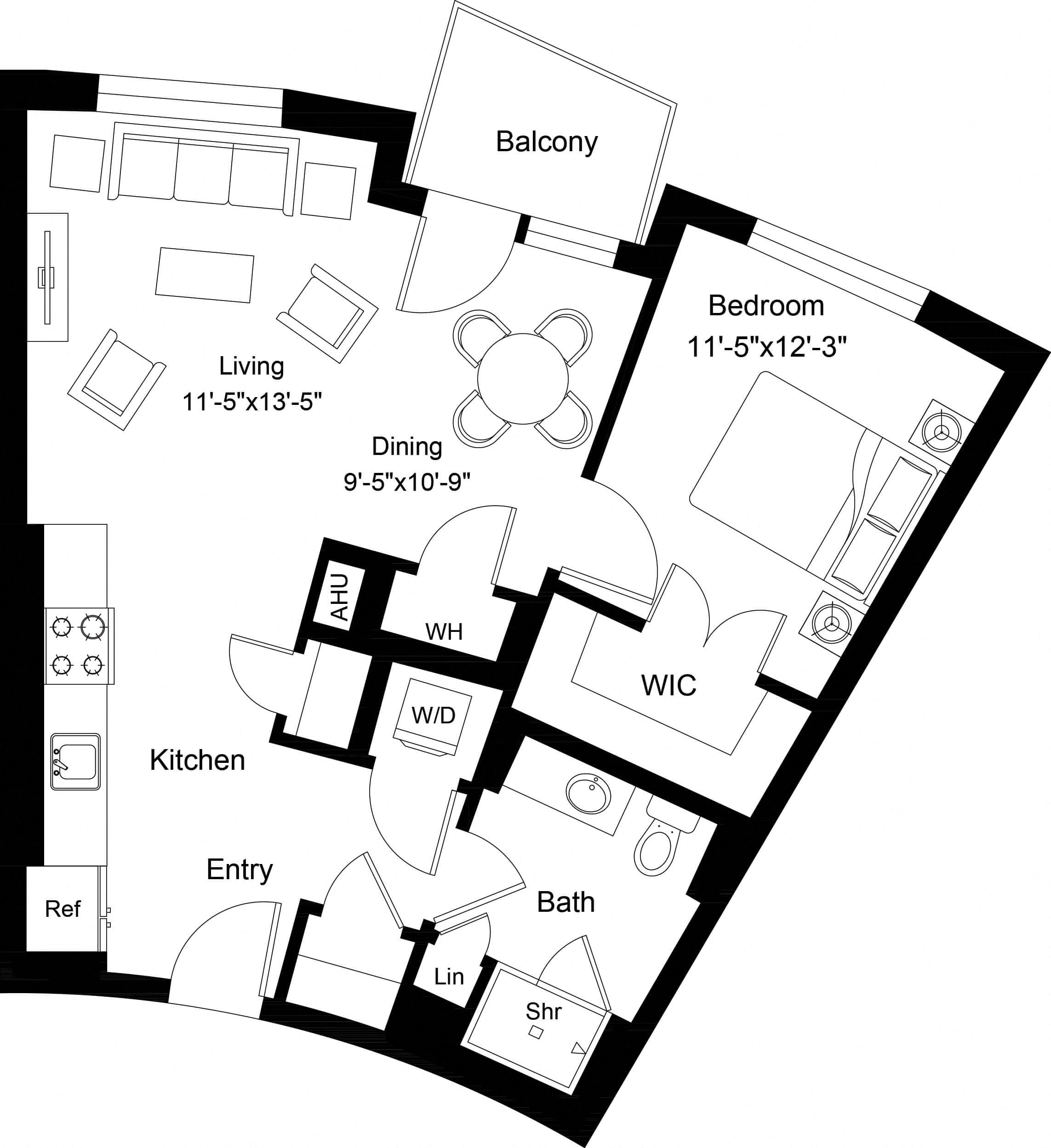 1 Bed/1 Bath-A7 floor plan