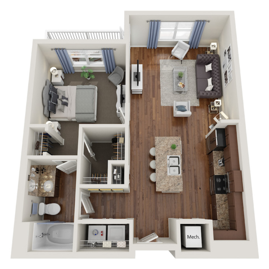 A1.2 - 1x1 floor plan