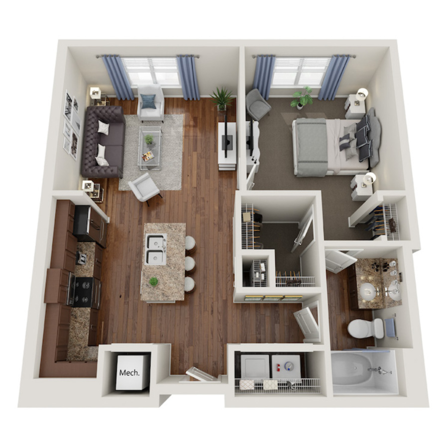 A2.2 - 1x1 floor plan