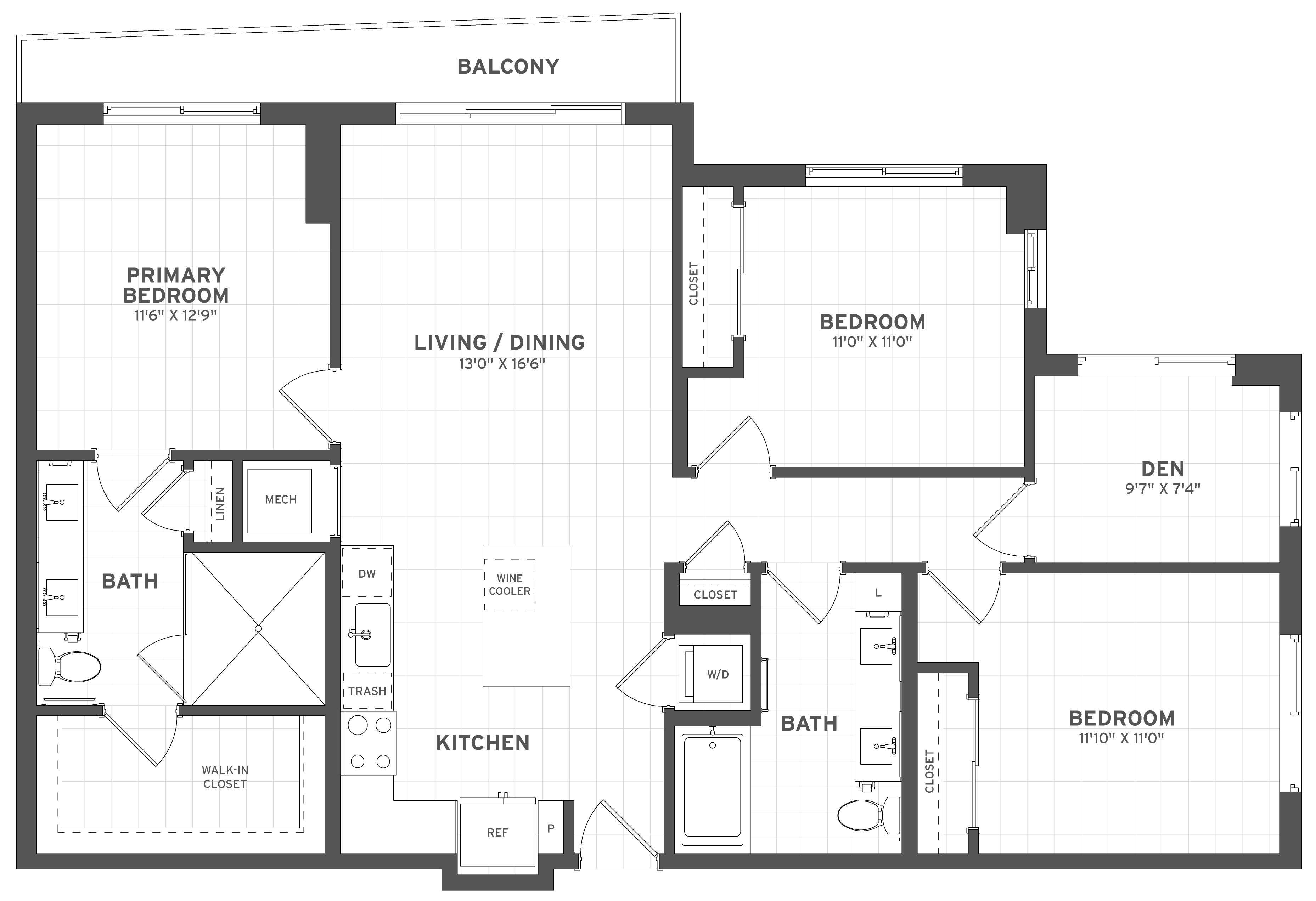 3 Bed/2 Bath Den-C1 floor plan