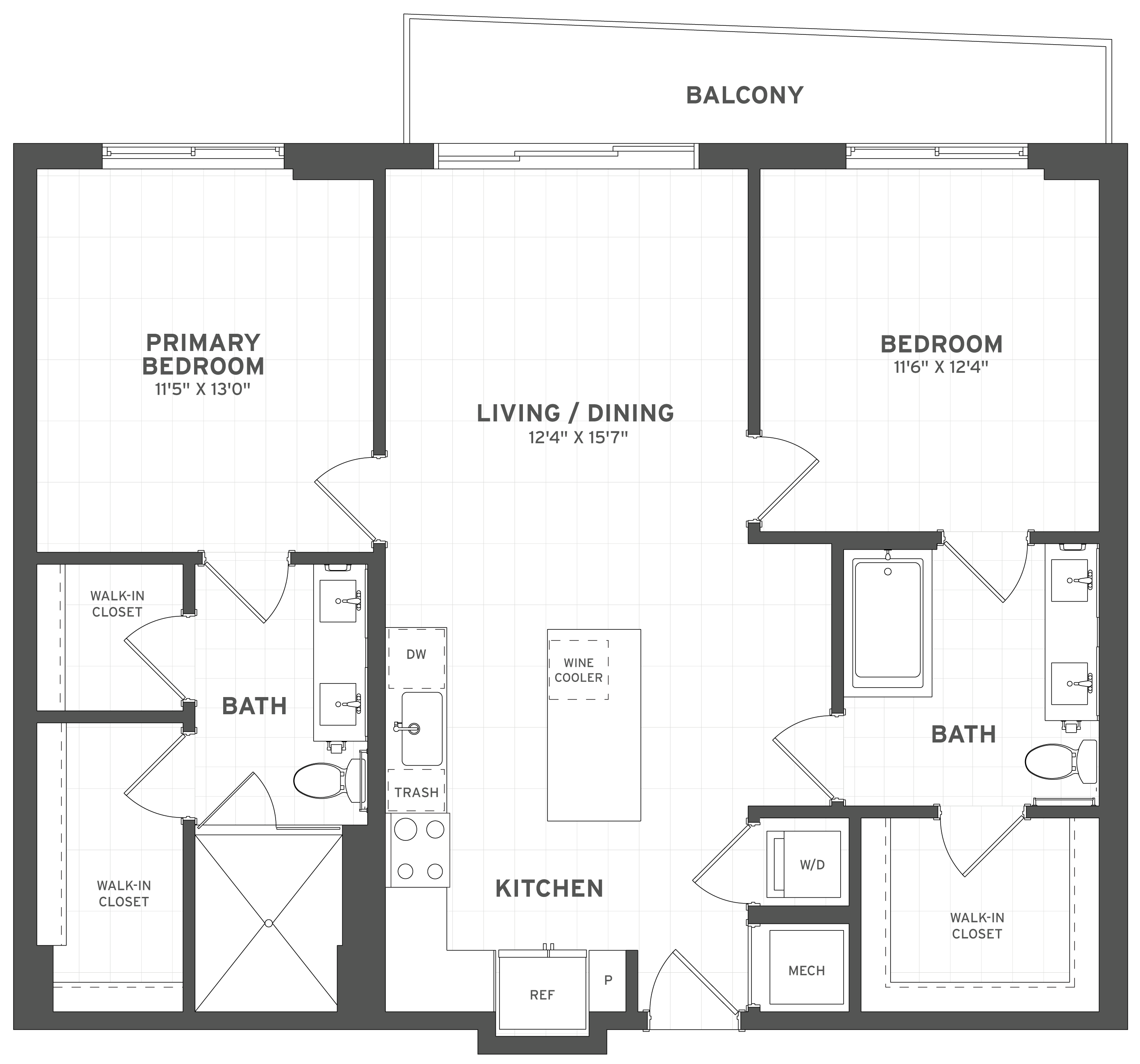 2 Bed/2 Bath-B2 floor plan