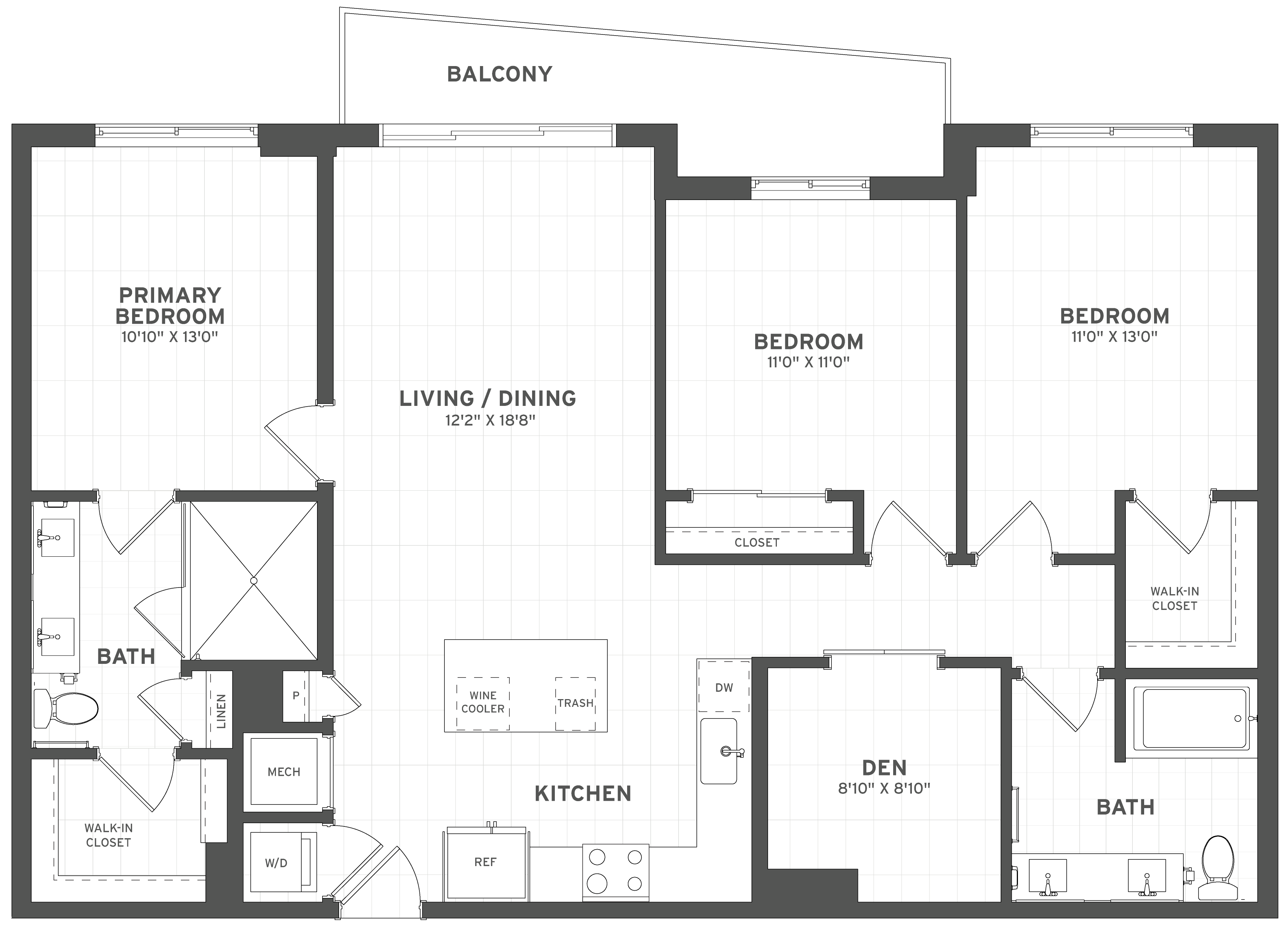 3 Bed/2 Bath Den-C2 floor plan