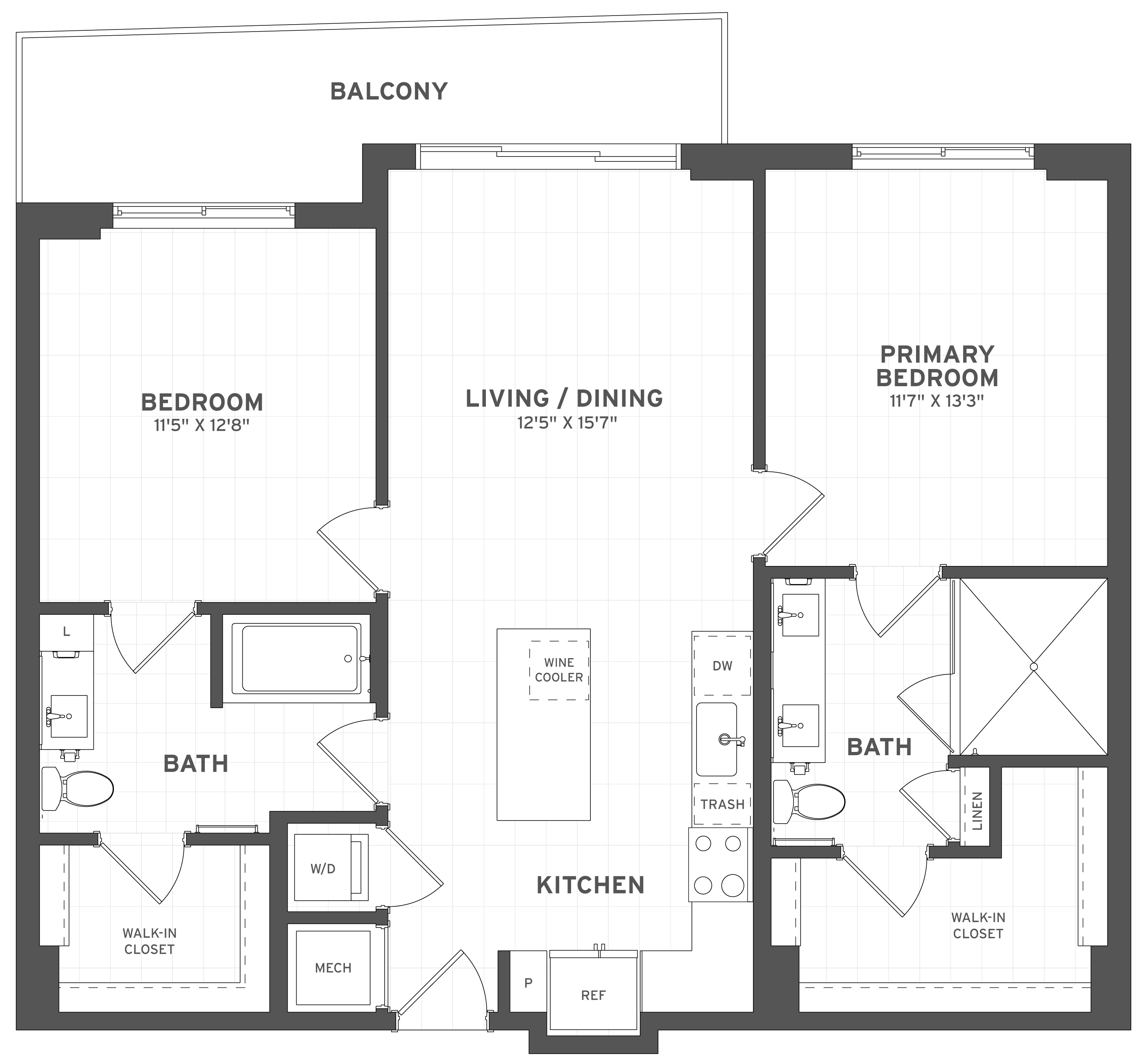 2 Bed/2 Bath-B1 floor plan