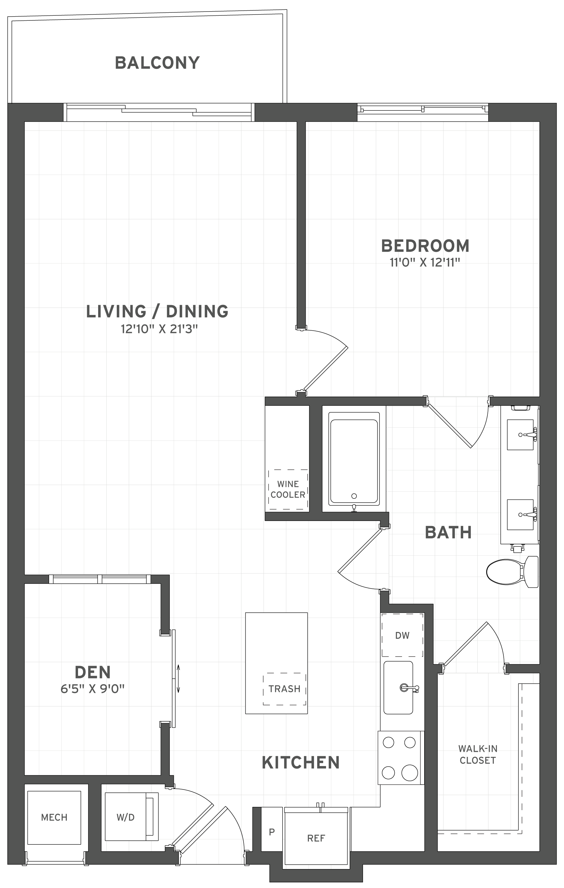 1 Bed/1 Bath Den-A2A floor plan