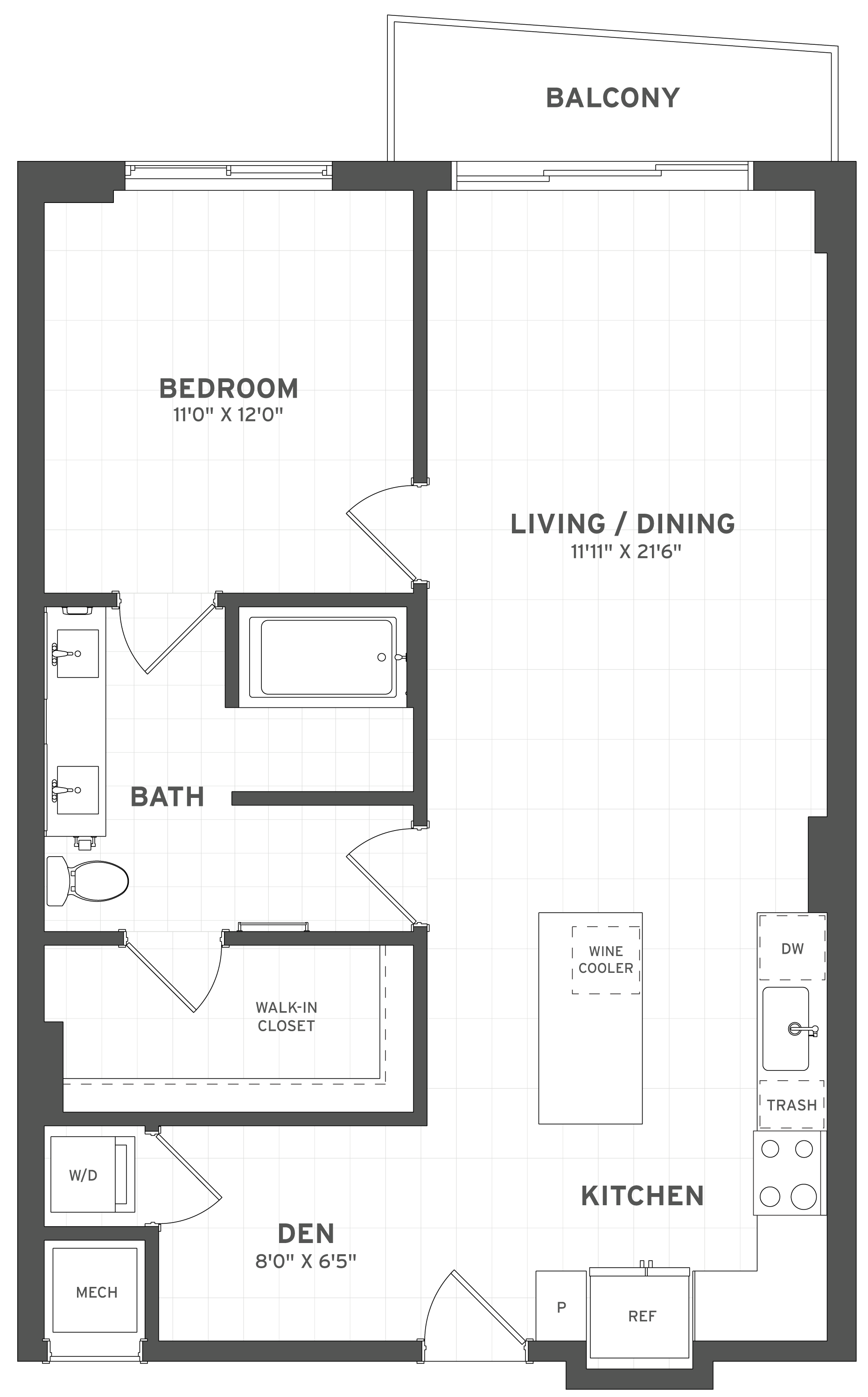 1 Bed/1 Bath Den-A1A floor plan