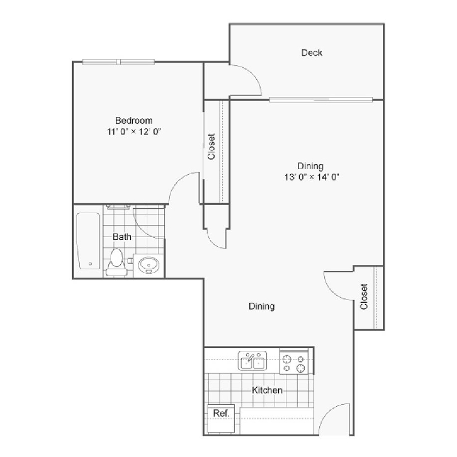 1x1 floor plan