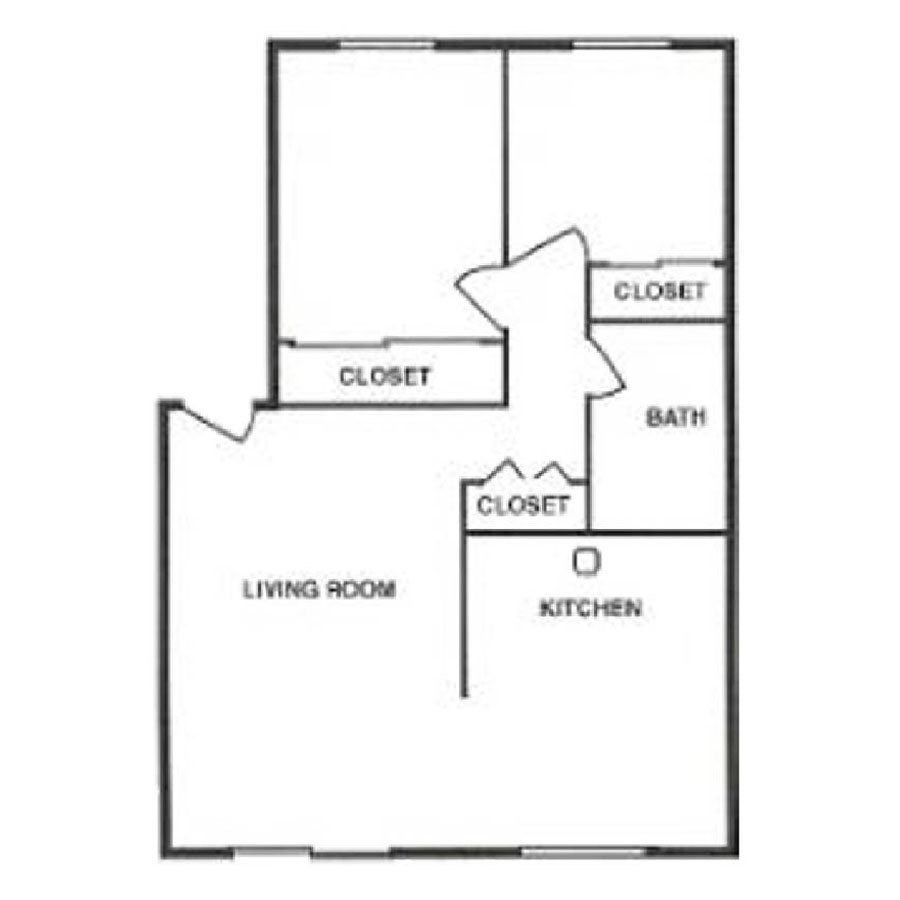 2 Bedroom / 1 Bathroom (A) floor plan