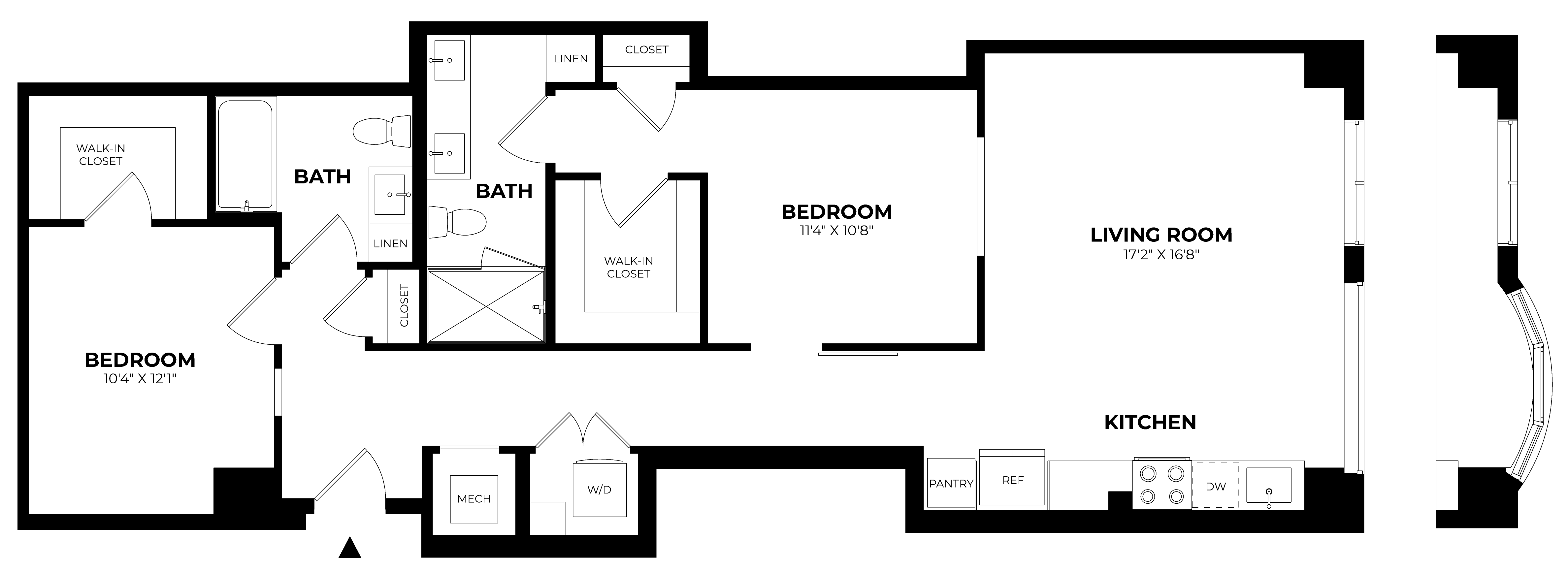 2 Bed/2 Bath-C1 floor plan