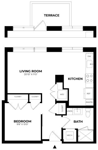 Jr 1 Bed/1 Bath-J7 floor plan