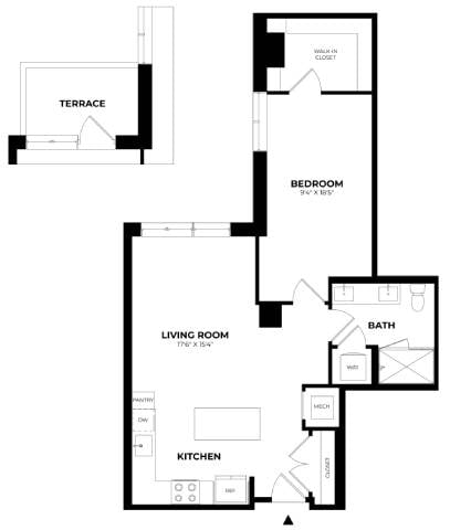1 Bed/1 Bath-A26 floor plan
