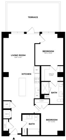 2 Bed/2 Bath-C15 floor plan