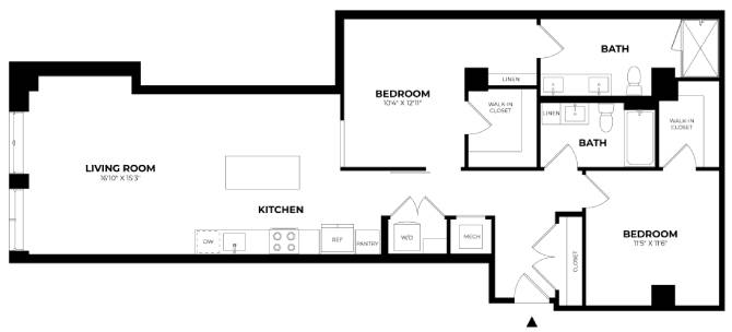 2 Bed/2 Bath-C3 floor plan