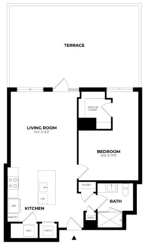 1 Bed/1 Bath-A12 floor plan