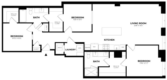 3 Bed/2 Bath-E11 floor plan