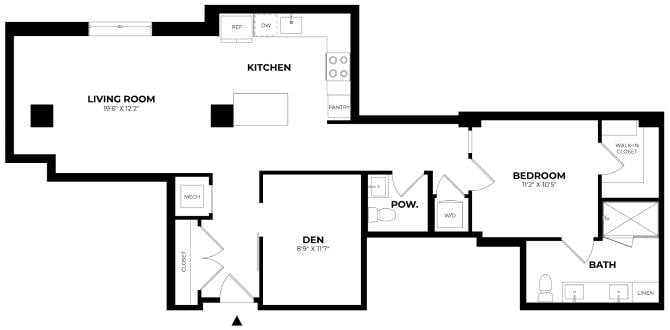 1 Bed/1 Bath Den-B5 floor plan