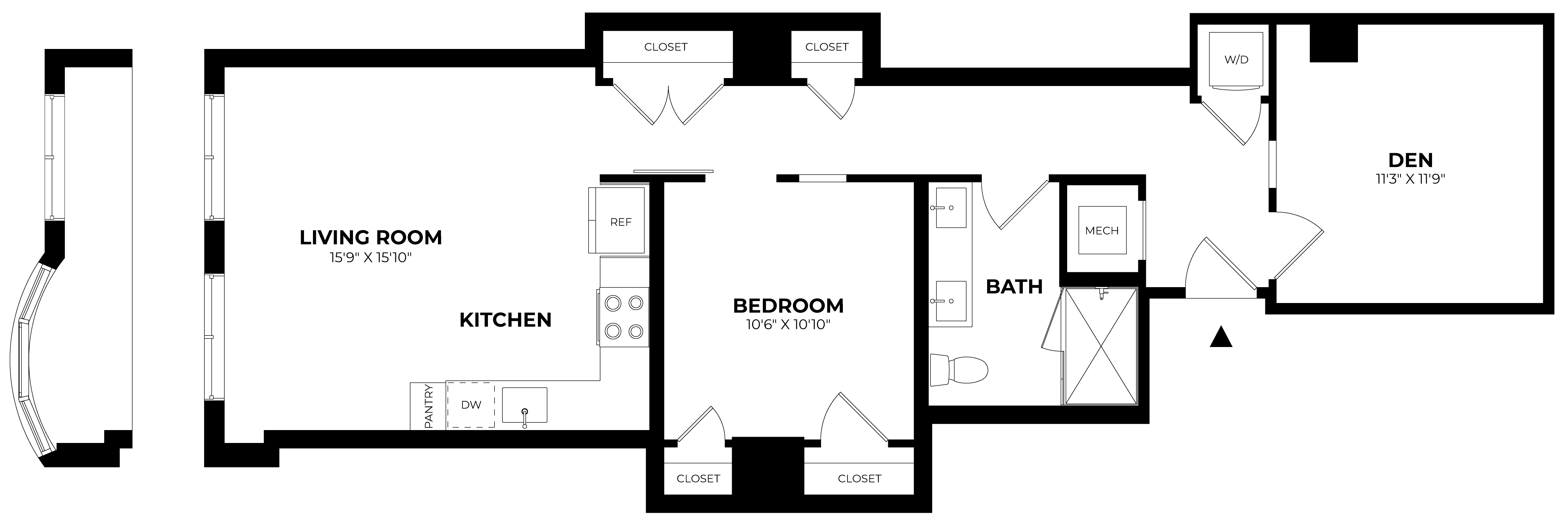 1 Bed/1 Bath Den-B2 floor plan
