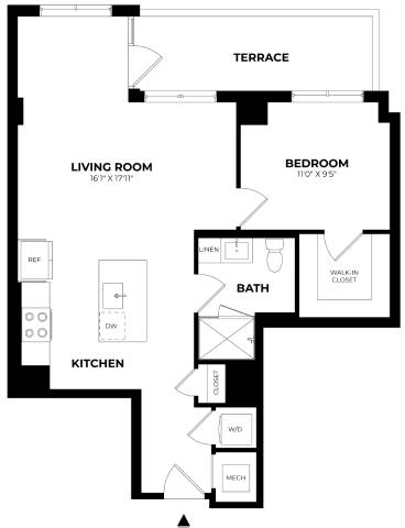 1 Bed/1 Bath-A16 floor plan