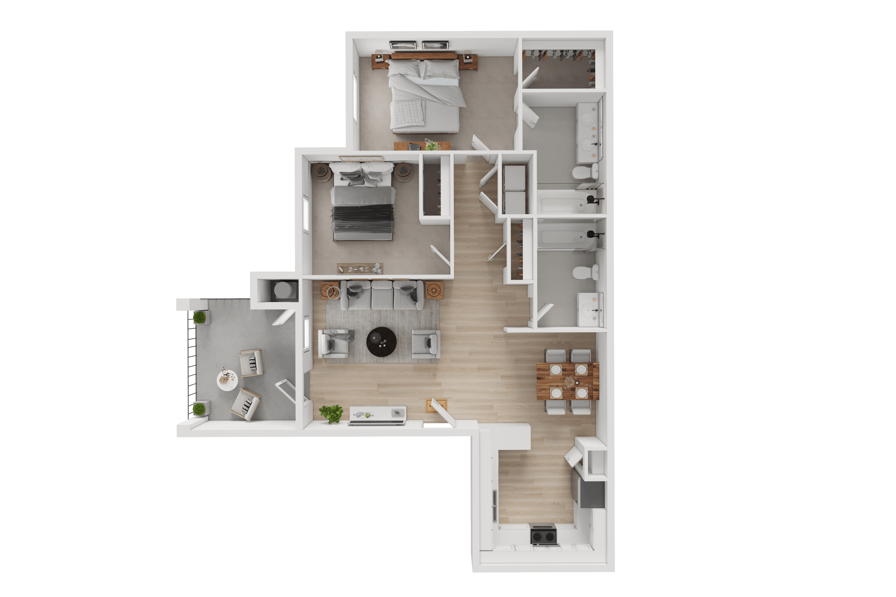 2x2 B floor plan