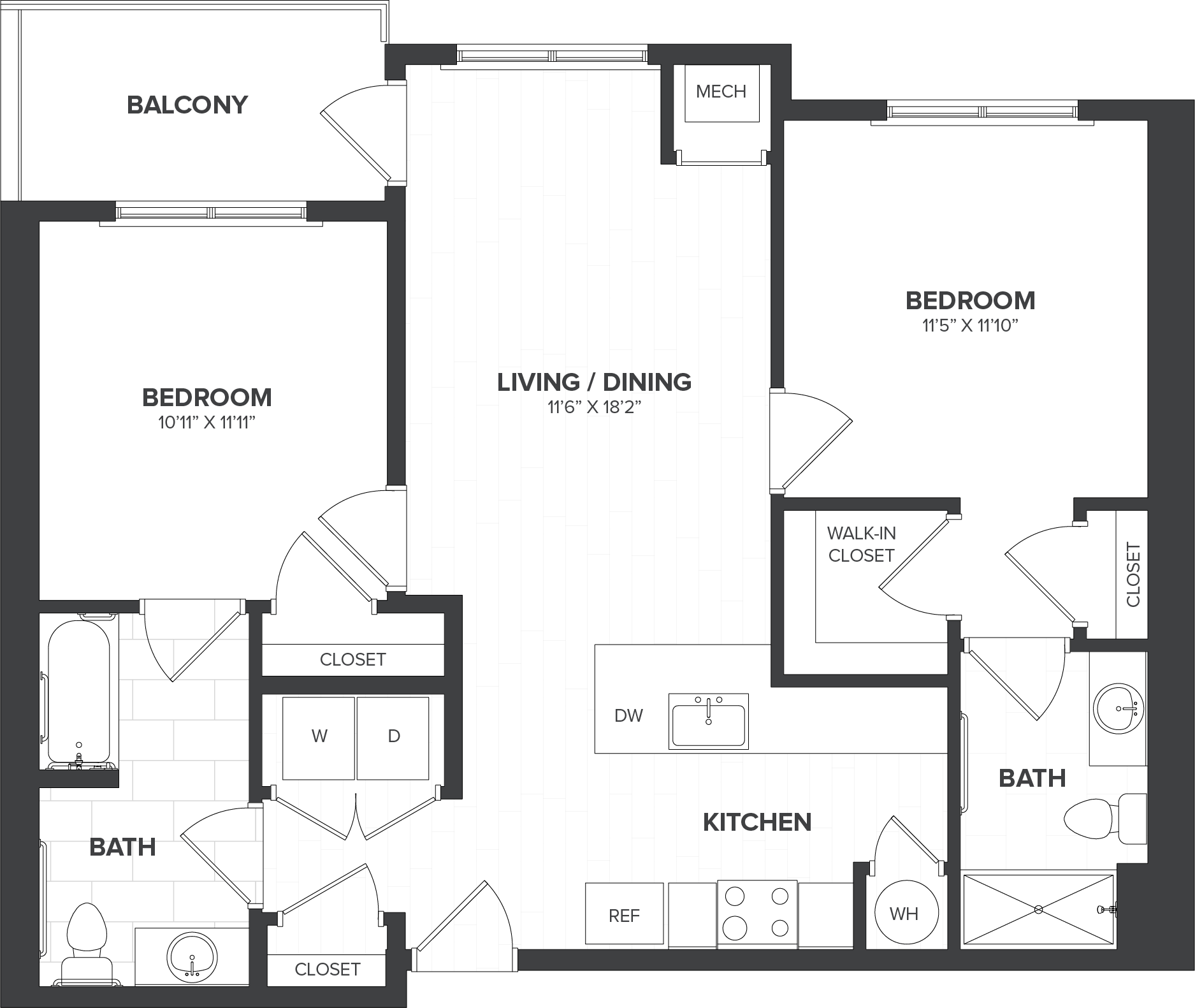 2 Bed/2 Bath-B8 floor plan