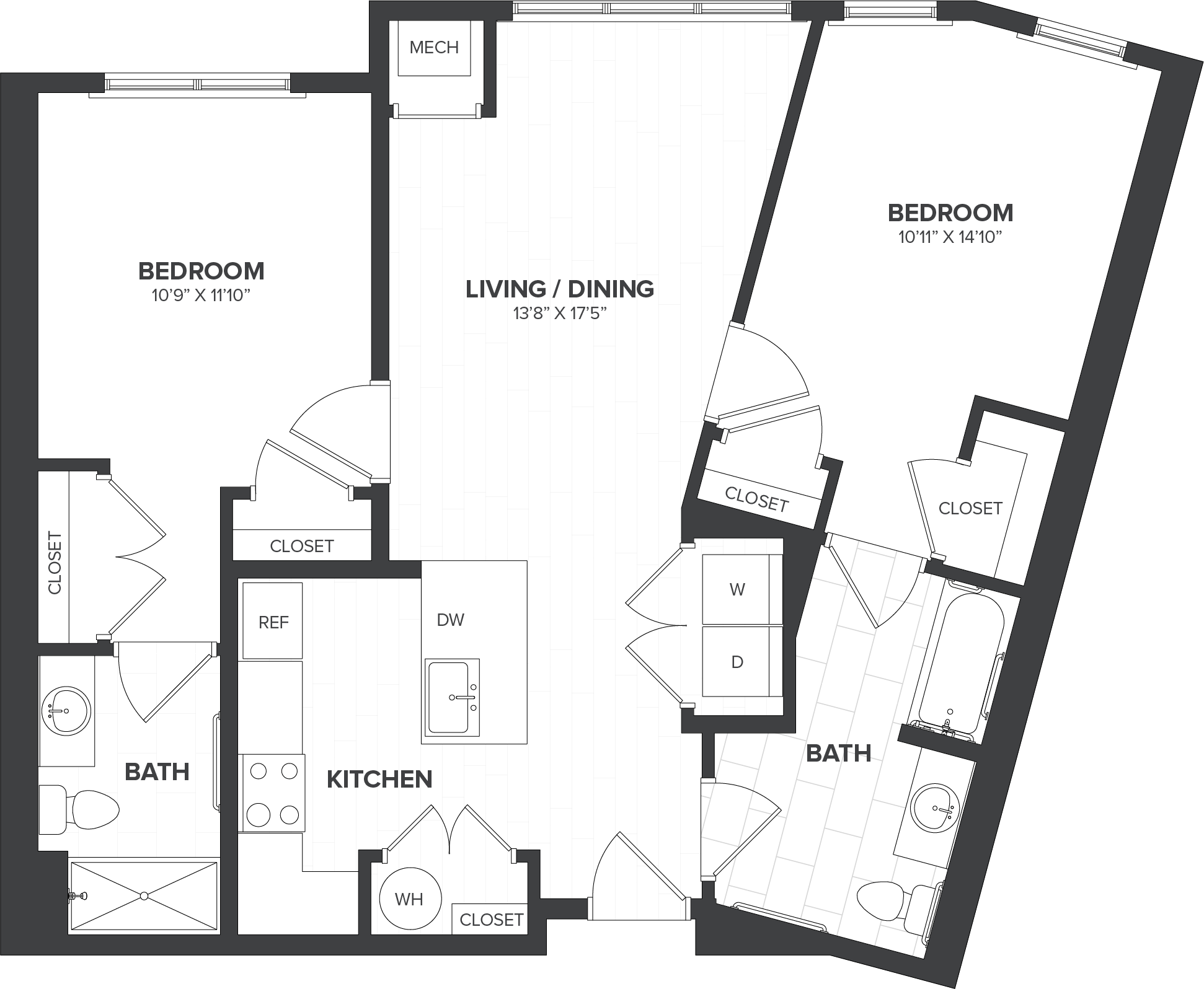 2 Bed/2 Bath-B1 floor plan