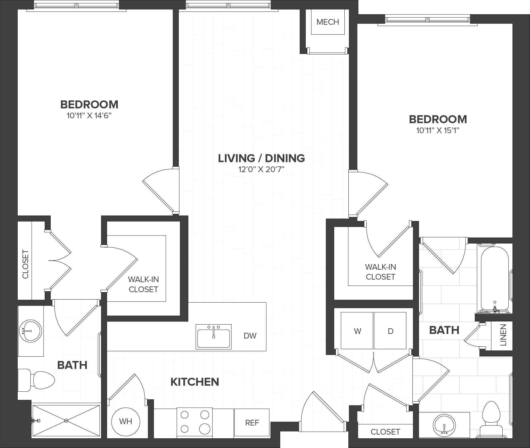 2 Bed/2 Bath-B3.3 floor plan